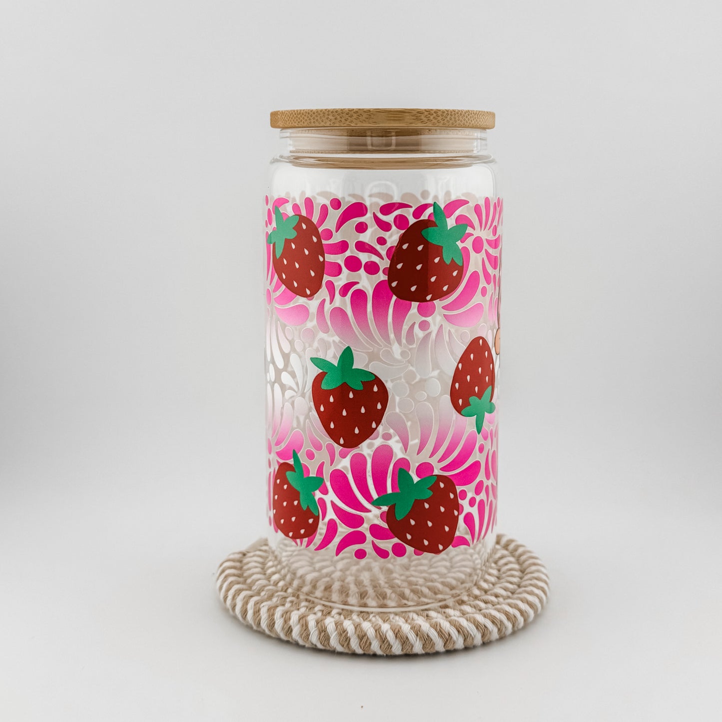 Bamboo Lid Glass Iced Coffee Cup