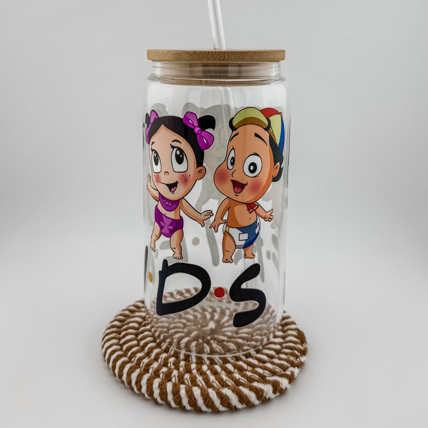 Bamboo Lid Glass Iced Coffee Cup , amigos cup