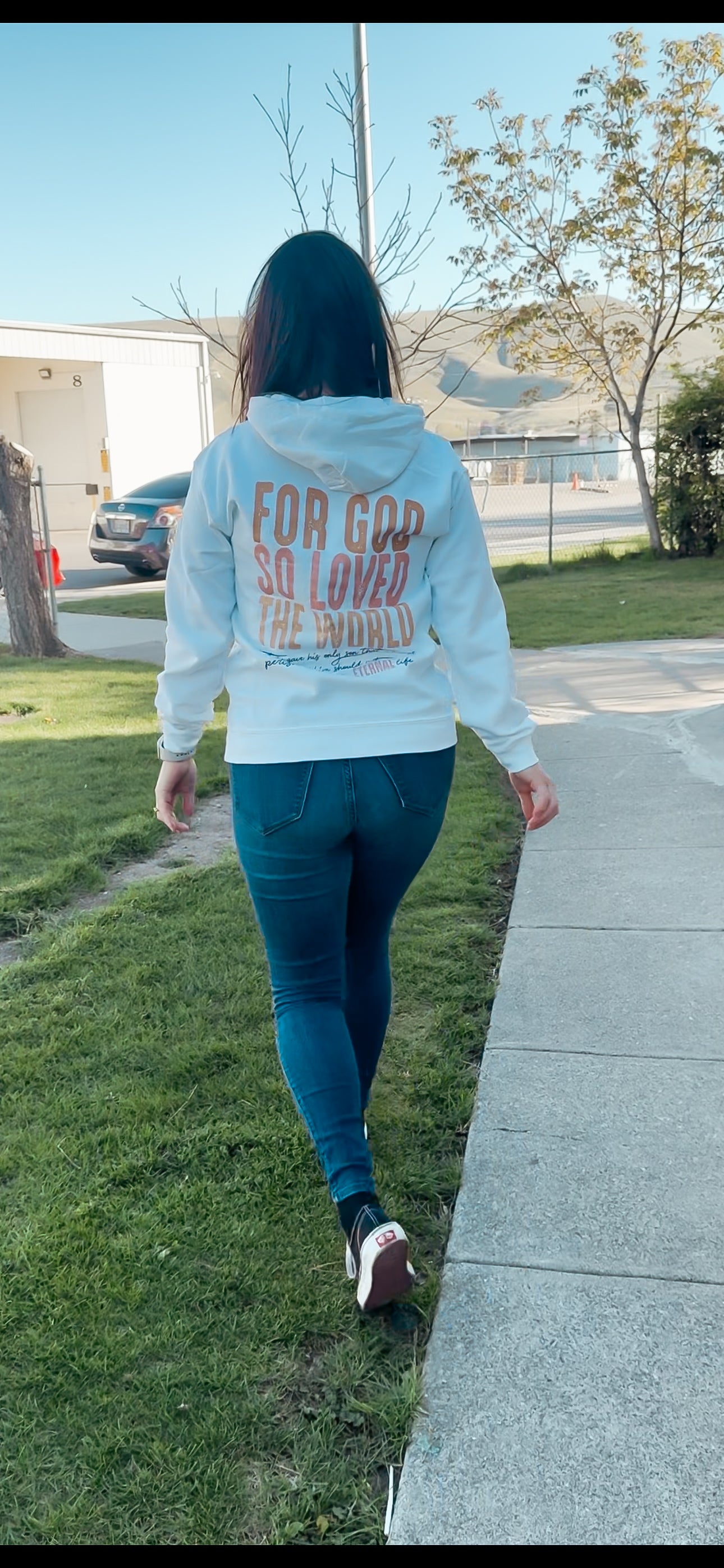 John 3:16 Christian Hoodie – For God So Loved the World– Neutral Faith-Based Sweatshirt