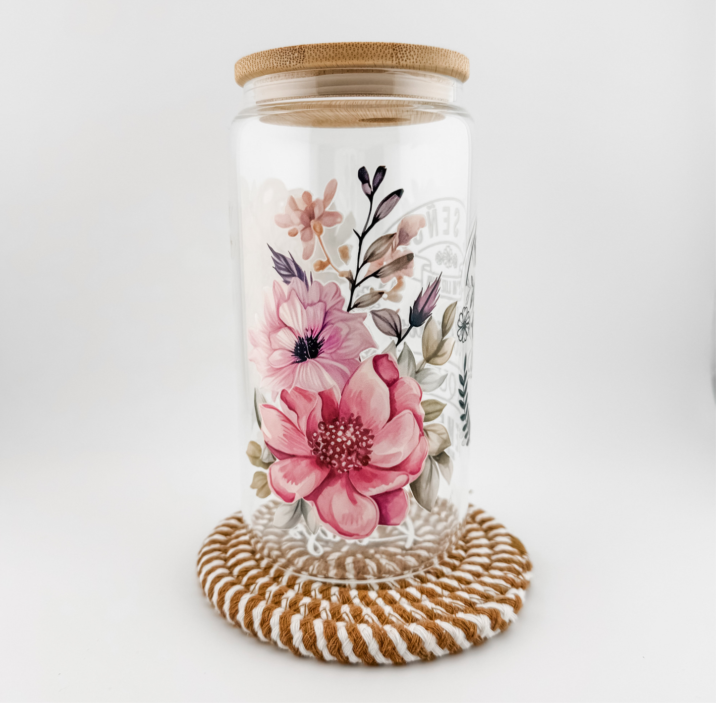 Christian Glass Jar with Bamboo Lid – “El Señor es mi Luz y mi Salvación” (Psalm 27:1) , gift for her