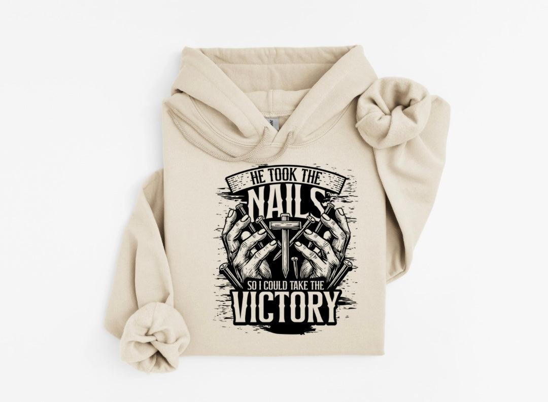 He took the nails to give us the victory