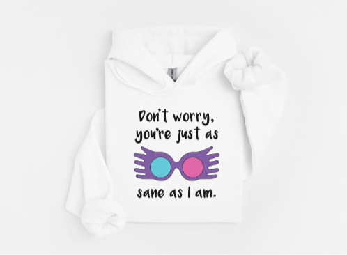 don't worry your as sane as me hoodie – Cozy Aesthetic Sweatshirt