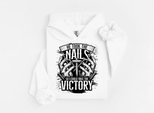 He took the nails to give us the victory